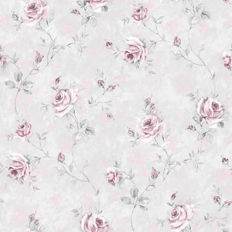 RG35738 - Rose Garden Vine Roses Silver Grey Galerie Wallpaper
