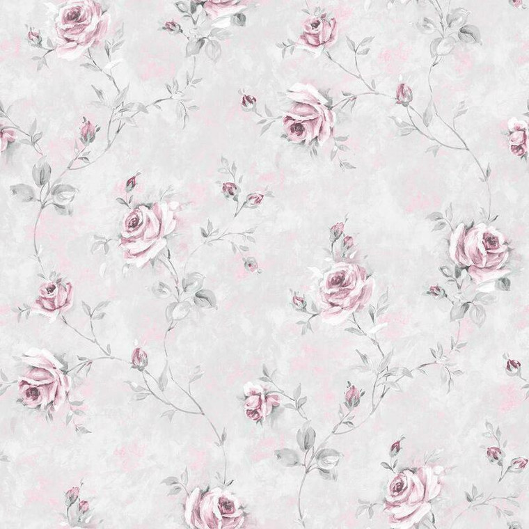 Galerie RG35738 - Rose Garden Vine Roses Silver Grey Galerie Wallpaper roll - luxury design for UK feature walls