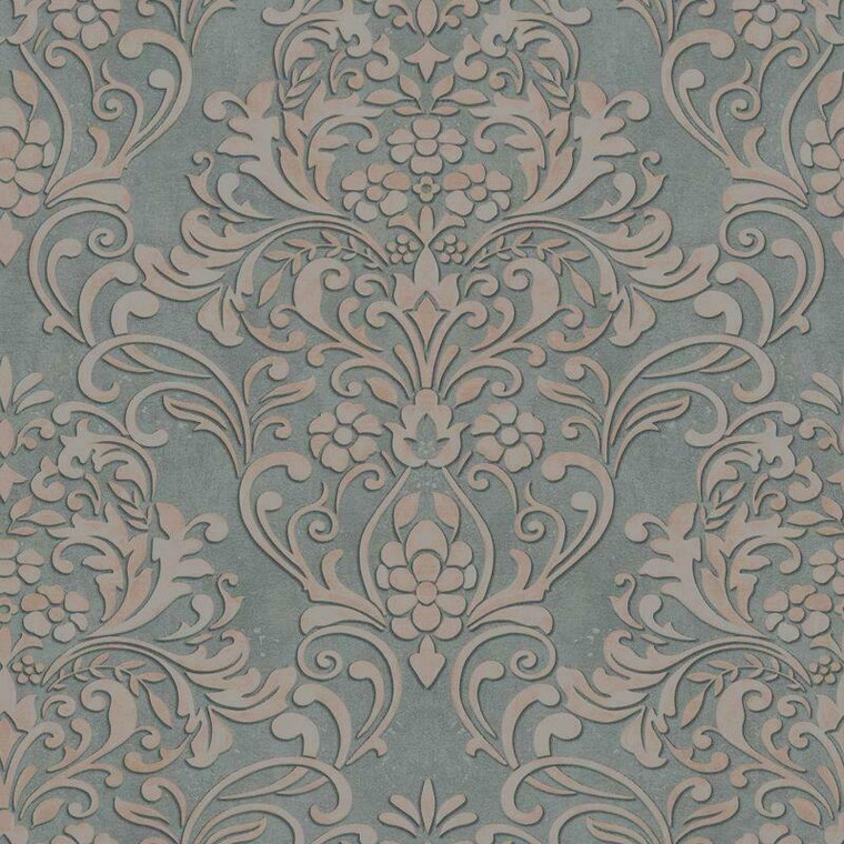 Galerie 32604 - City Glam Floral Damask Rose Gold Grey Galerie Wallpaper roll - luxury design for UK feature walls