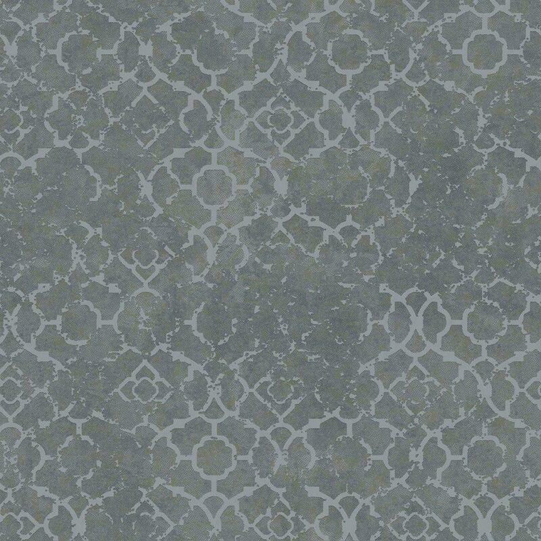 DWP0246-02 - Emporium Quatrefoil Trellis Grey and Silver Galerie Wallpaper