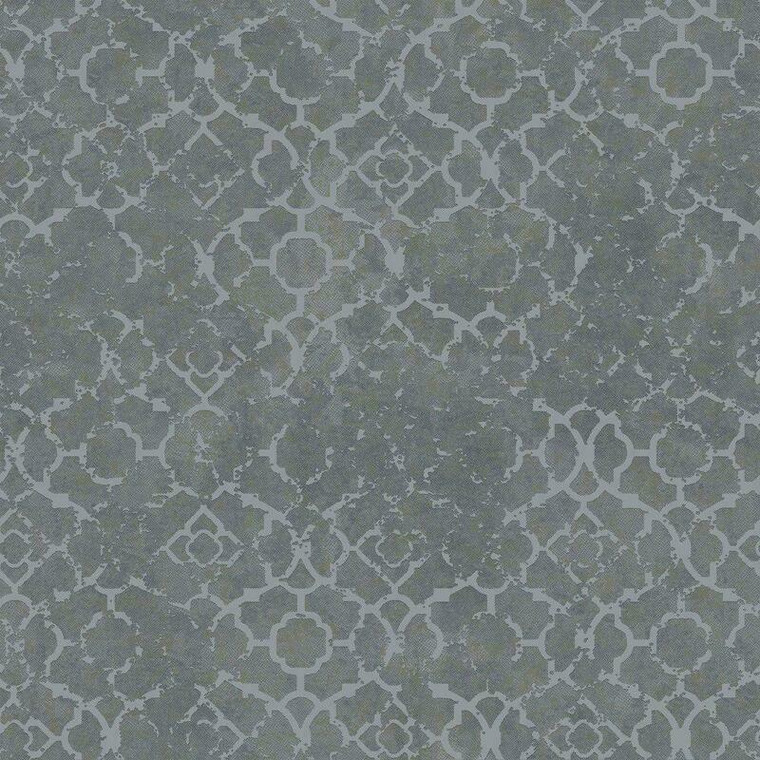 Galerie DWP0246-02 - Emporium Quatrefoil Trellis Grey and Silver Galerie Wallpaper roll - luxury design for UK feature walls