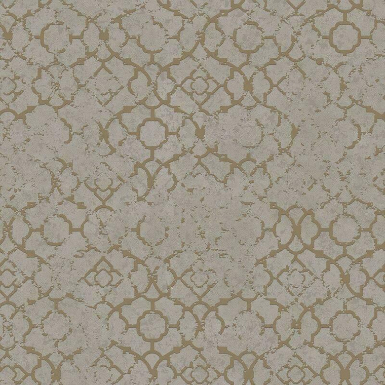 Galerie DWP0246-06 - Emporium Distressed Quatrefoil Trellis Gold Galerie Wallpaper roll - luxury design for UK feature walls