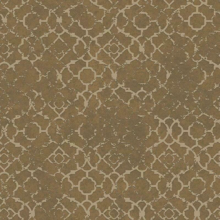 Galerie DWP0246-07 - Emporium Distressed Quatrefoil Trellis Gold Galerie Wallpaper roll - luxury design for UK feature walls