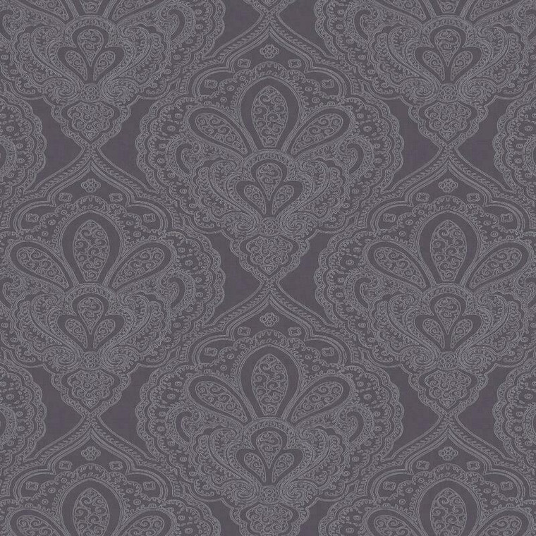 Galerie DWP0247-01 - Emporium Mehndi Damask Purple and Silver Galerie Wallpaper roll - luxury design for UK feature walls
