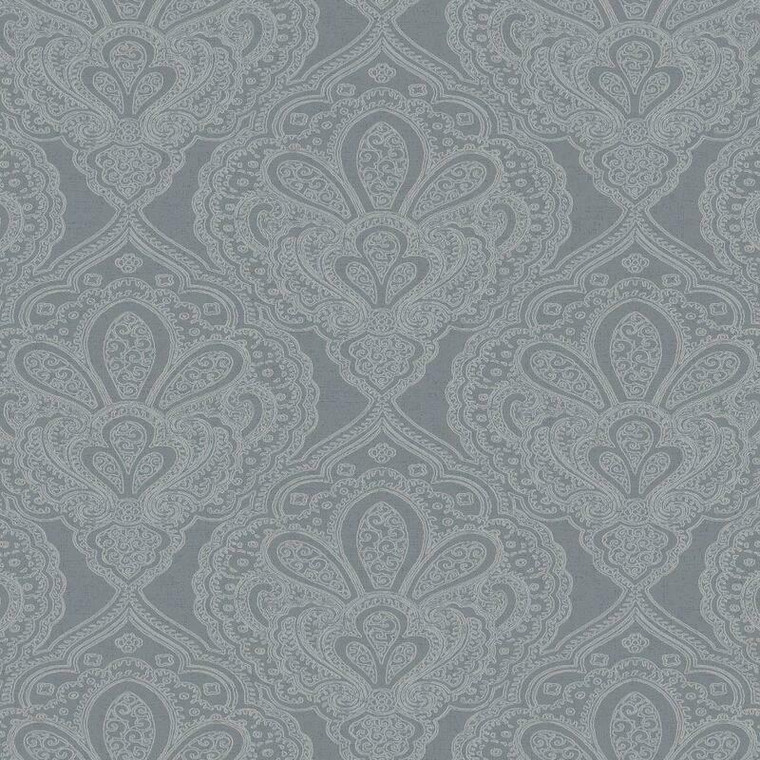 DWP0247-02 - Emporium Mehndi Damask Grey and Silver Galerie Wallpaper