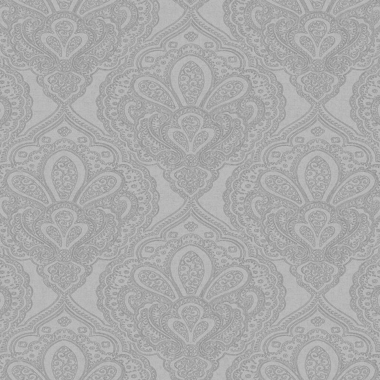 DWP0247-03 - Emporium Mehndi Damask Silver Galerie Wallpaper