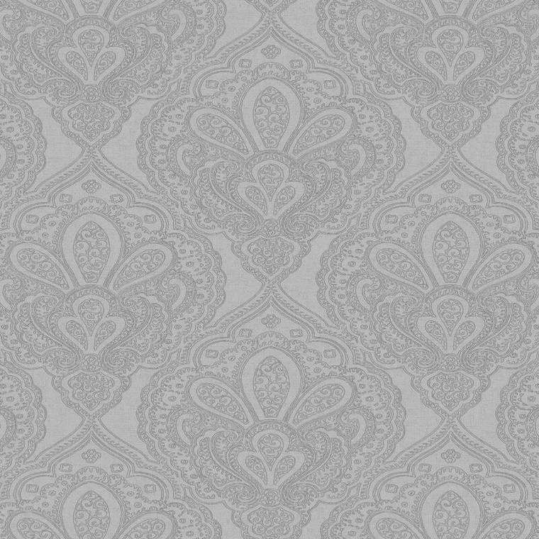Galerie DWP0247-03 - Emporium Mehndi Damask Silver Galerie Wallpaper roll - luxury design for UK feature walls