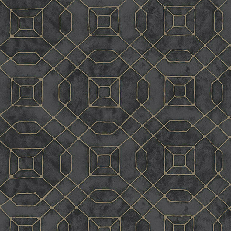 W78218 - Metallic FX Geometric Design Charcoal Galerie Wallpaper