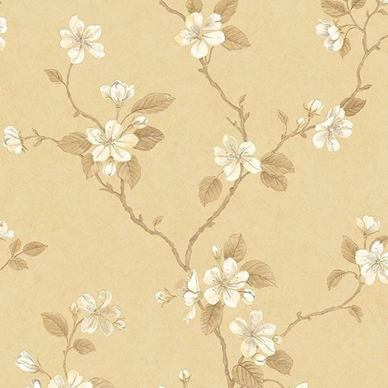 G67616 - Palazzo Floral Bushes Mustard, Ivory Galerie Wallpaper