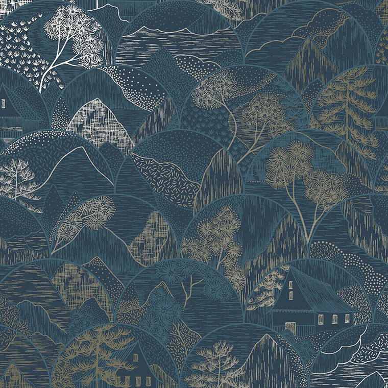 65880 - Alchemy Scalloped Oriental Navy Holden Wallpaper