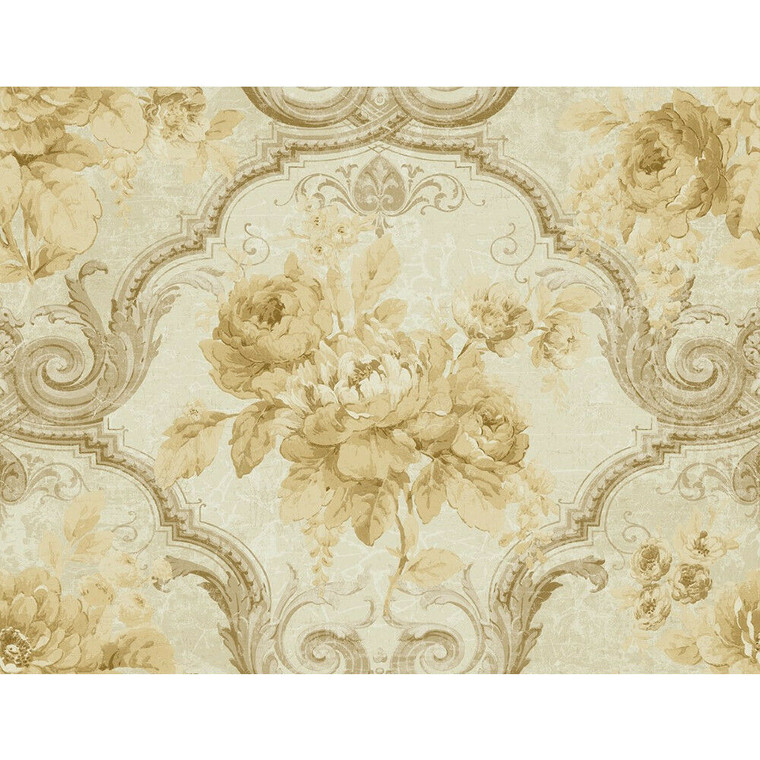 NH20105 - Brockhall Framed floral Gold SJ Dixons Wallpaper
