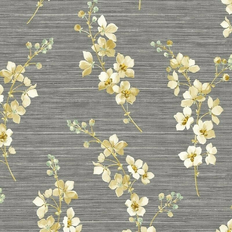 NH50203 - Stonyhurst Floral Stems Gold SJ Dixons Wallpaper