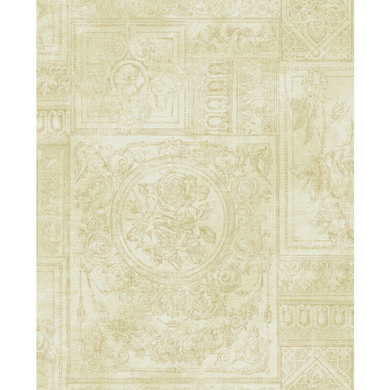 NH21205 - Brockhall Mosaic Floral Gold SJ Dixons Wallpaper