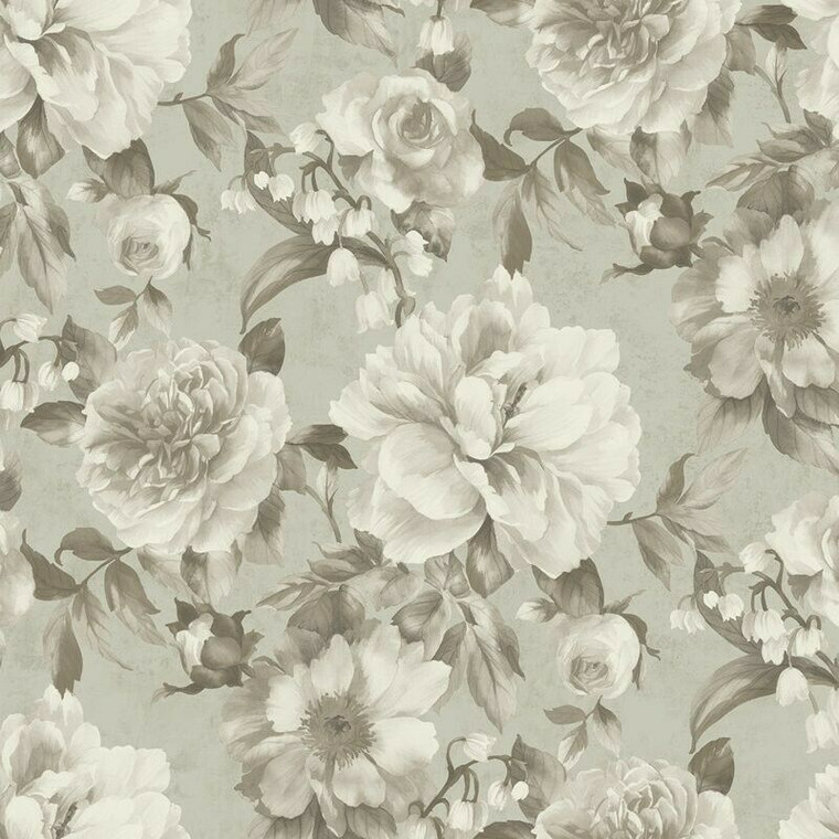 NH51526 - Stonyhurst Roses Taupe SJ Dixons Wallpaper