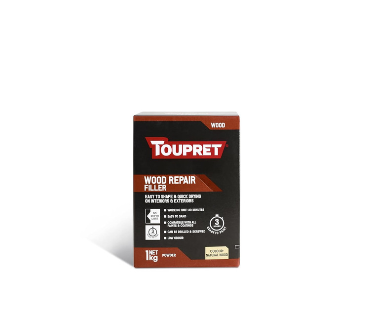 Toupret Quick Drying Powder Wood Repair Filler 1kg Can be Drilled or Screwed