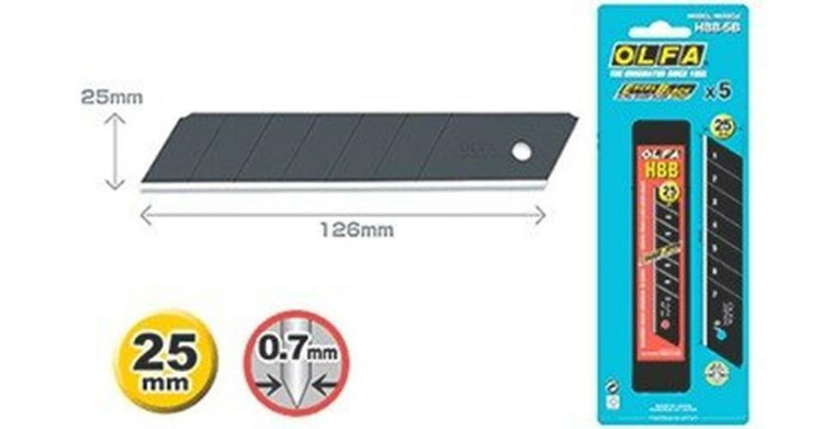 OLFA EXCEL BLACK Ultra Sharp Blade 25mm Pack of 5 HBB-5B