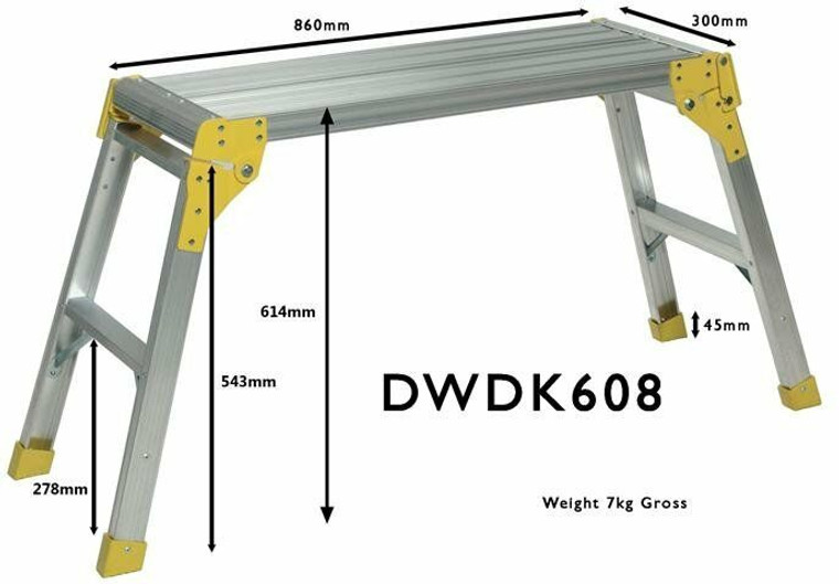 800mm Prodec Heavy Duty Folding Aluminium Workstand 825mm x 300mm DWDK608