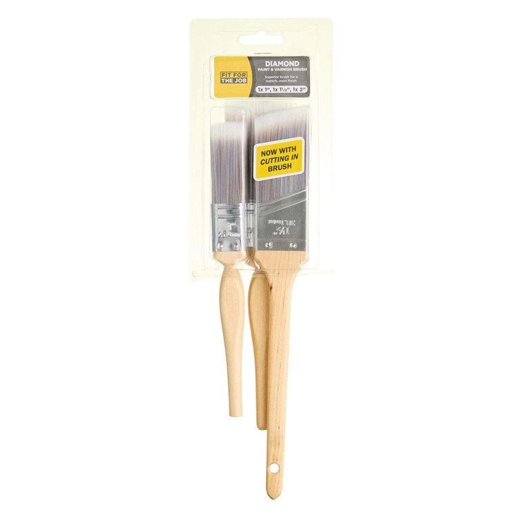 Rodo Diamond 3pc Synthetic Paint Brush Set 1x1", 1.5", 2"
