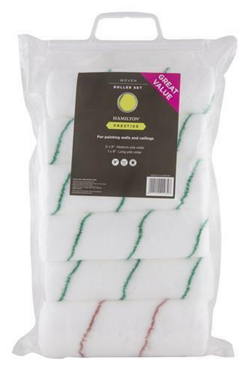 Hamilton Prestige 6 Piece Roller Pack 9"x 1¾" (5 x Medium Pile, 1 x Long Pile)  (24285-006)