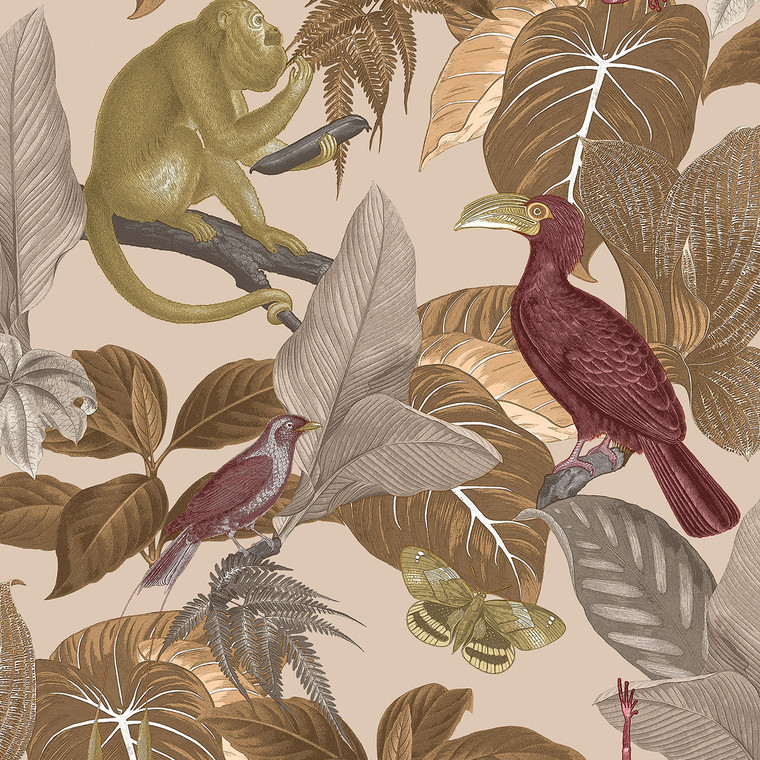 18504 - Into the Wild Tropical Life Beige Red Galerie Wallpaper