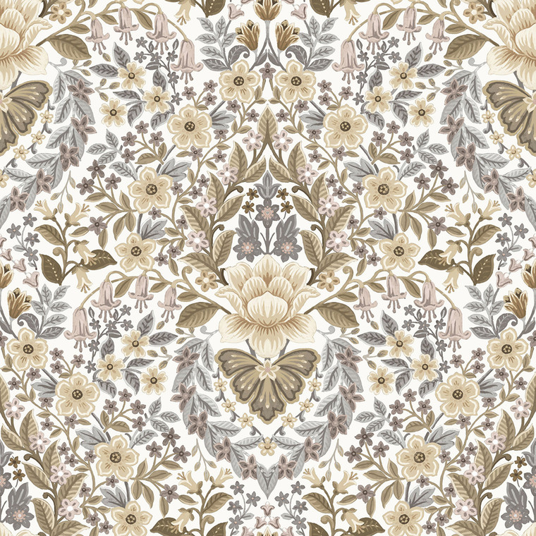18516 - Into the Wild Floral Damask Beige Galerie Wallpaper