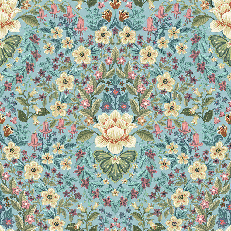 18518 - Into the Wild Floral Damask Blue Galerie Wallpaper