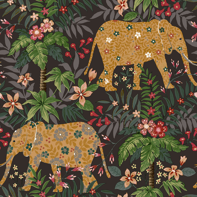 18549 - Into the Wild Elephant Black Galerie Wallpaper