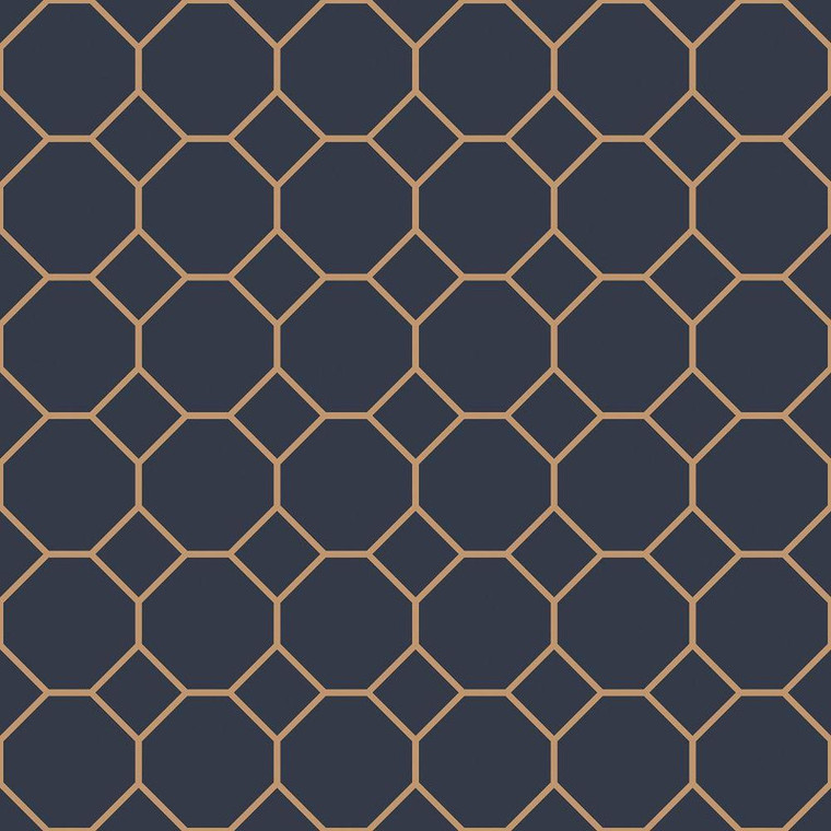 G45403 - Just Kitchens Bee Hive Navy Gold Galerie Wallpaper