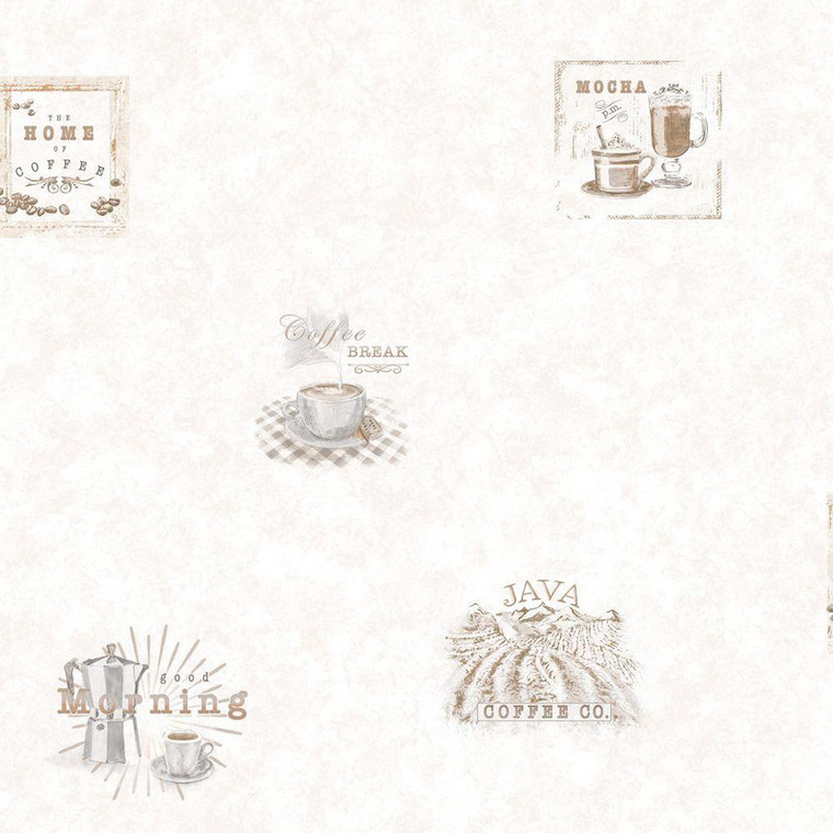 Galerie G45414 - Just Kitchens Coffee Beige Galerie Wallpaper roll - luxury design for UK feature walls