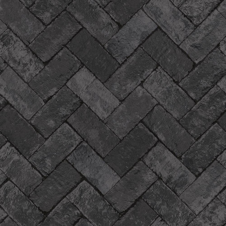 Galerie G45426 - Just Kitchens Herringbone Brick Black Galerie Wallpaper roll - luxury design for UK feature walls