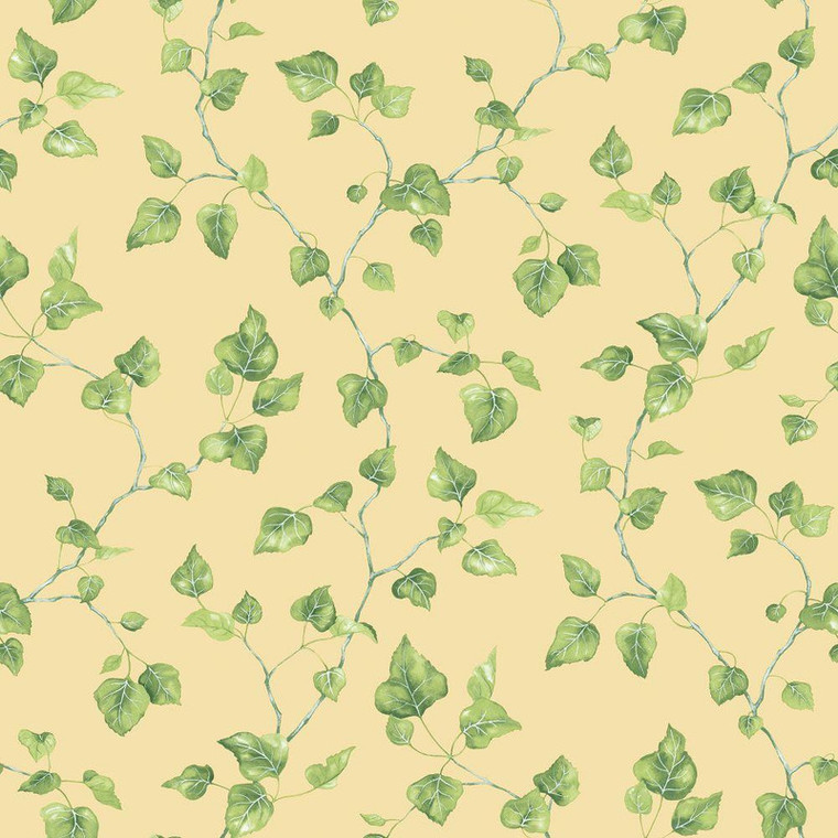 Galerie G45430 - Just Kitchens Just Ivy Yellow Green Galerie Wallpaper roll - luxury design for UK feature walls