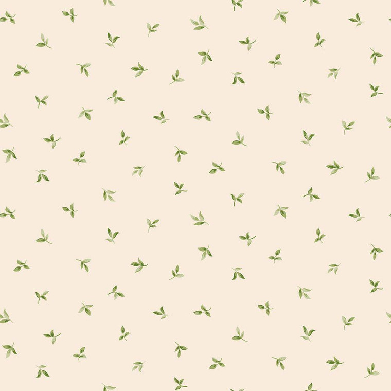 G45436 - Just Kitchens Leaf Toss Taupe Green Galerie Wallpaper