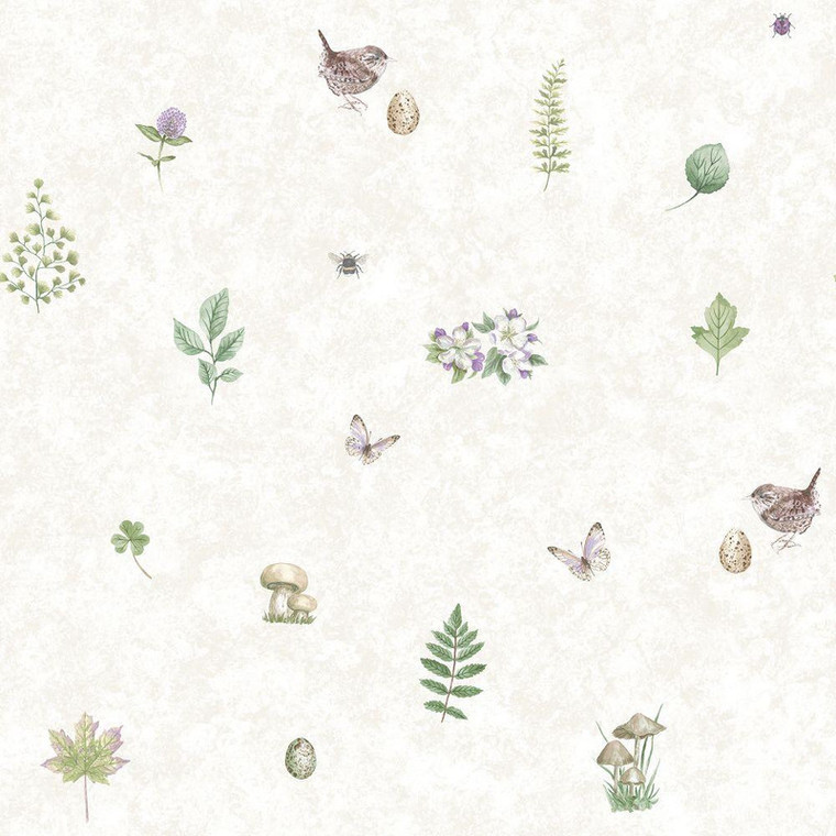 G45442 - Just Kitchens Meadow Spot Beige Green Lilac Galerie Wallpaper