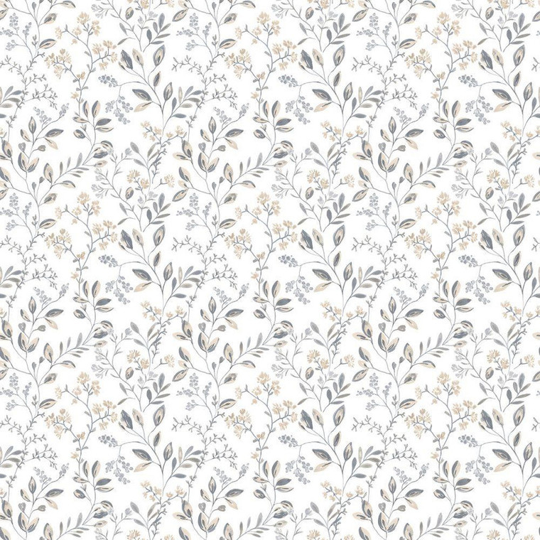 G45454 - Just Kitchens Spring leaf trail Grey Beige Galerie Wallpaper