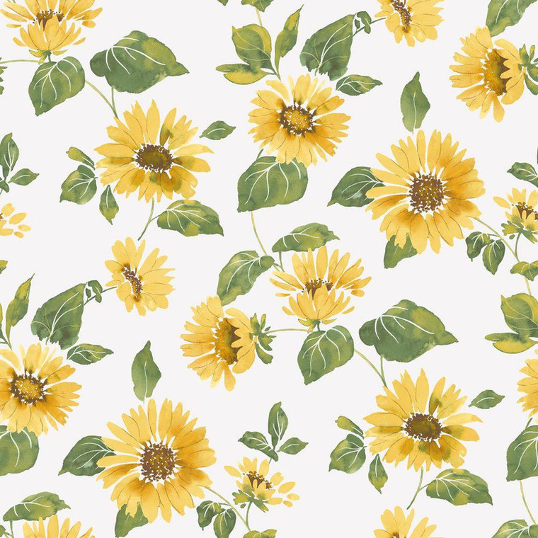 G45458 - Just Kitchens Sunflower Trail Yellow Green White Galerie Wallpaper