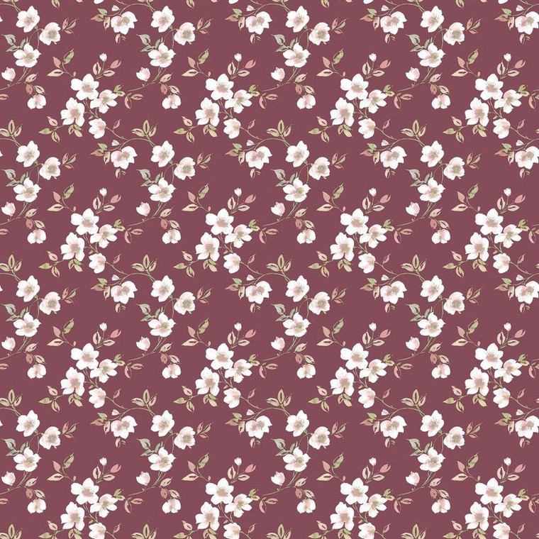 Galerie G78482 - Secret Garden Anenome Mini Cranberry choke, pink, green Galerie Wallpaper roll - luxury design for UK feature walls