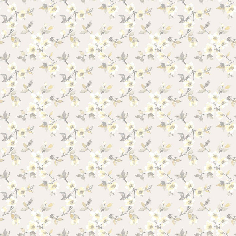 Galerie G78486 - Secret Garden Anenome Mini Grey choke, yellow Galerie Wallpaper roll - luxury design for UK feature walls