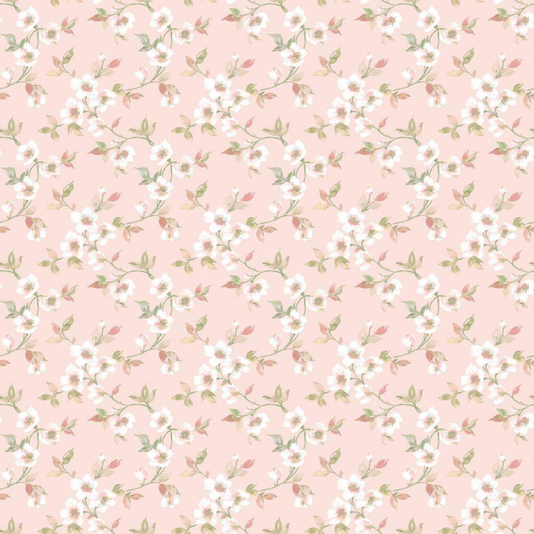 Galerie G78487 - Secret Garden Anenome Mini Pink choke, green Galerie Wallpaper roll - luxury design for UK feature walls