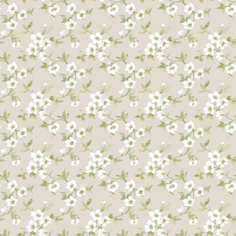 G78488 - Secret Garden Anenome Mini Taupe choke, greens Galerie Wallpaper