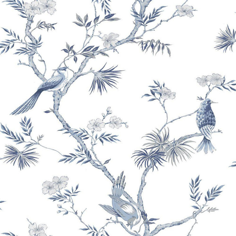 G78489 - Secret Garden Classic Bird Trail Blue, white Galerie Wallpaper