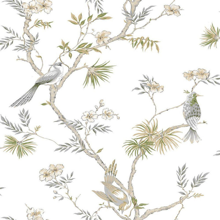 G78492 - Secret Garden Classic Bird Trail Grey, green, beige Galerie Wallpaper