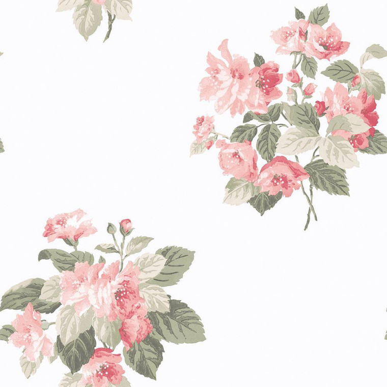 Galerie G78499 - Secret Garden Classic Bouquet Pink, Sage green, Galerie Wallpaper roll - luxury design for UK feature walls