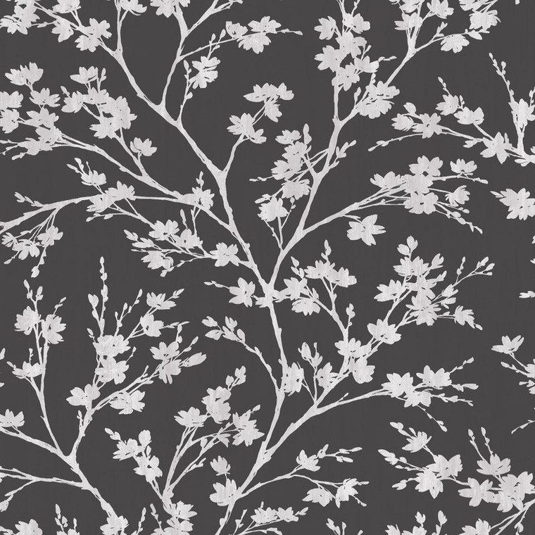 G78531 - Secret Garden Wispy Branches Black choke, greys Galerie Wallpaper