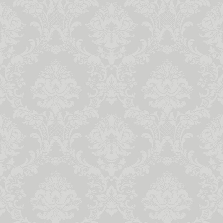 Galerie SB37904 - Simply Silks 4 Classic Damask Metallic Silver Galerie Wallpaper roll - luxury design for UK feature walls