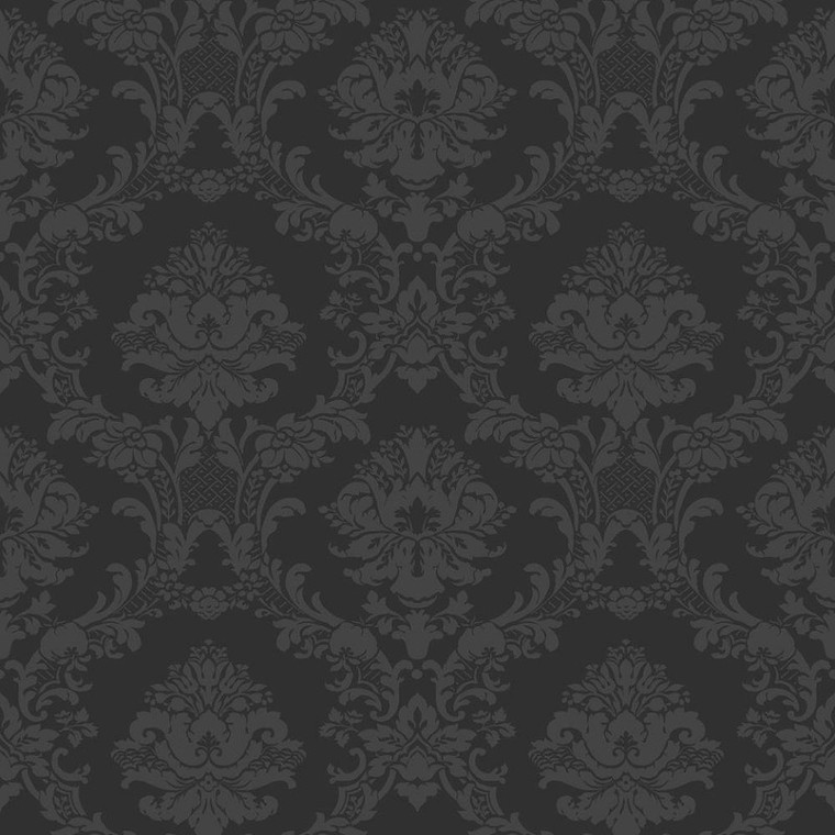 Galerie SB37906 - Simply Silks 4 Classic Damask Black Galerie Wallpaper roll - luxury design for UK feature walls