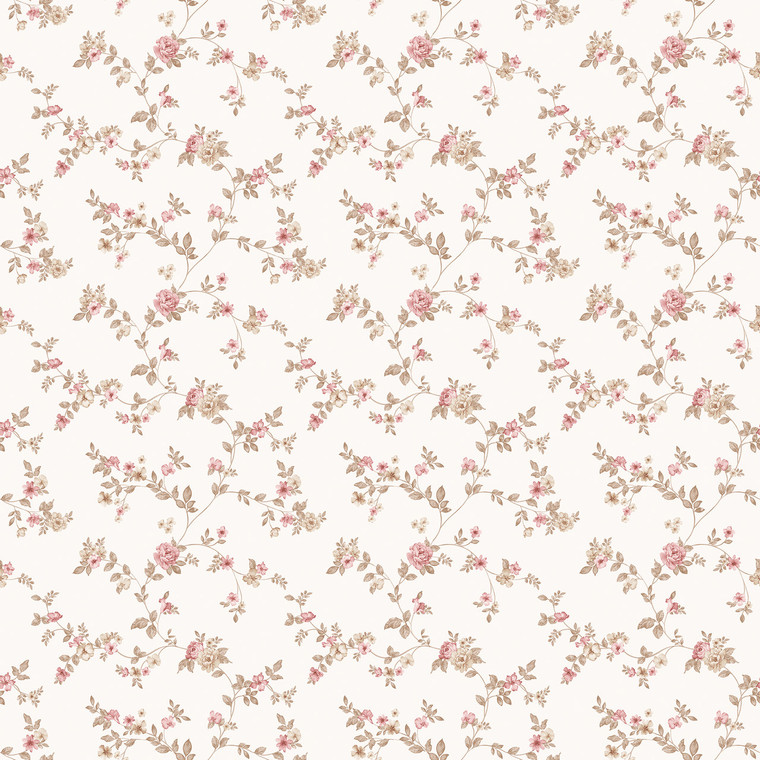 G56648 - Small Prints Delicate Floral Cranberry, tan Galerie Wallpaper