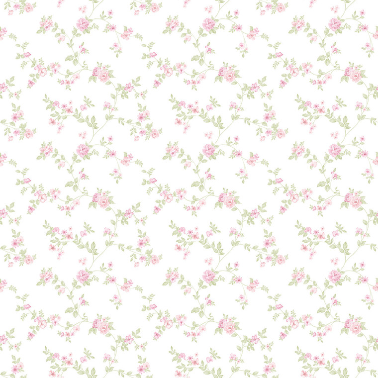Galerie G56649 - Small Prints Delicate Floral Pink, green Galerie Wallpaper roll - luxury design for UK feature walls