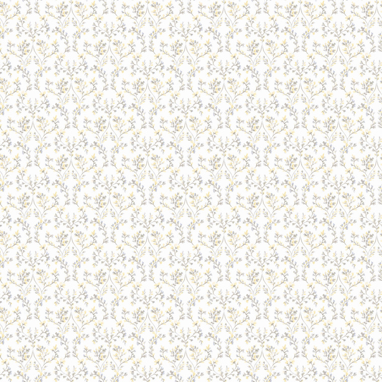 G56681 - Small Prints Ogee Floral Grey, yellow Galerie Wallpaper