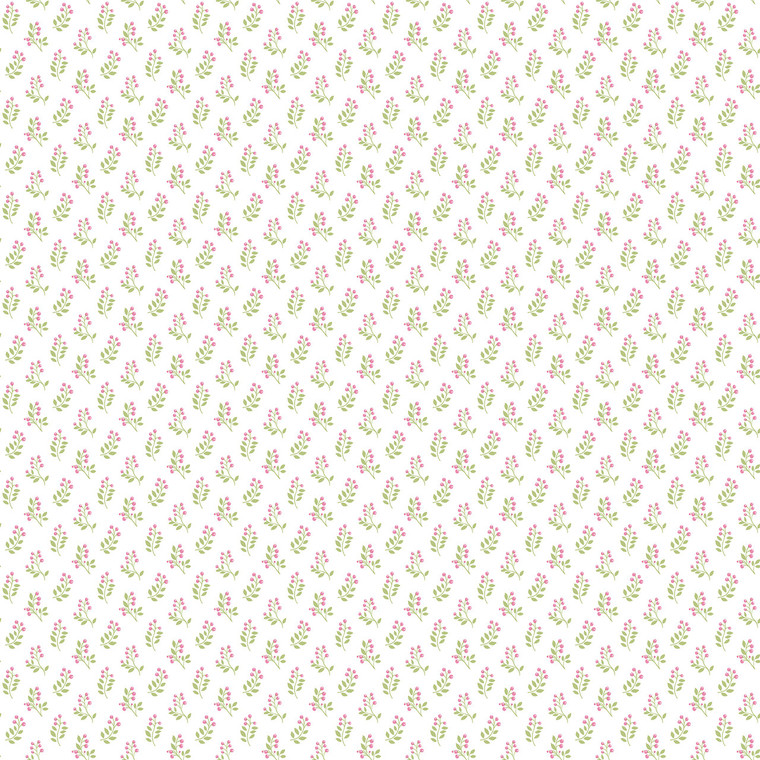 Galerie G56710 - Small Prints Vintage Bud Pink, green Galerie Wallpaper roll - luxury design for UK feature walls