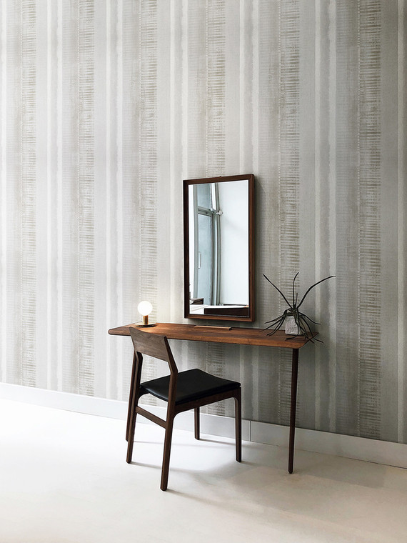 64318 - Adonea Striped Metallic Pattern Stone Grey Galerie Wallpaper